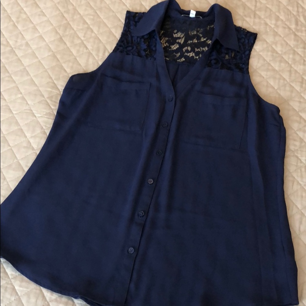 Women’s Express Portofino Shirt Navy Blue Lace